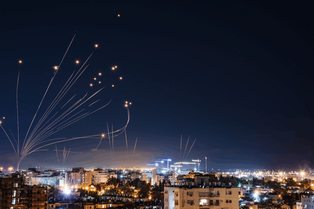Iron Dome defending agaist rockets.