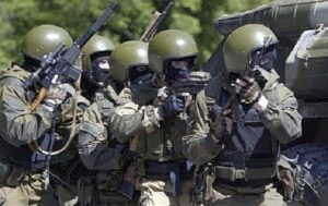 Spetsnaz team with Maska-1 steel helmets. Spetsnaz team with Maska-1 steel helmets.