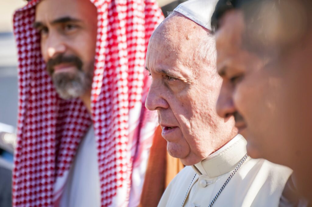 Pope Francis visiting the Temple Mount in May 2014, meeting the Muslim clerics and Catholic cardinals, Jordan's Prince Ghazi, chief adviser to the king for religious and cultural affairs. (Image: Shutterstock)