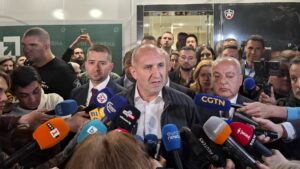 Progressive Bulgaria leader Rumen Radev claims victory in the parliamentary elections on election night, 19 April 2026: (Image: Shutterstock)