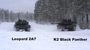 The two contenders in Norway’s tank tender. This image shows mobility trials, where the K2 came out on top. (Source: YouTube Screen capture, YouTube account “Big Forest,” www.BANDICAM.com) The two contenders in Norway’s tank tender. This image shows mobility trials, where the K2 came out on top. (Source: YouTube Screen capture, YouTube account “Big Forest,” www.BANDICAM.com)